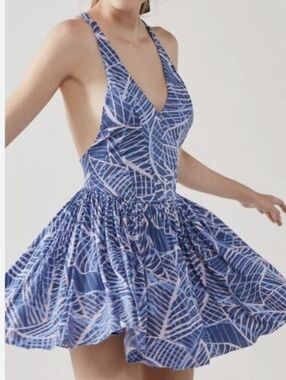 Kimchi Blue Blue and Purple Leaf Print Romper